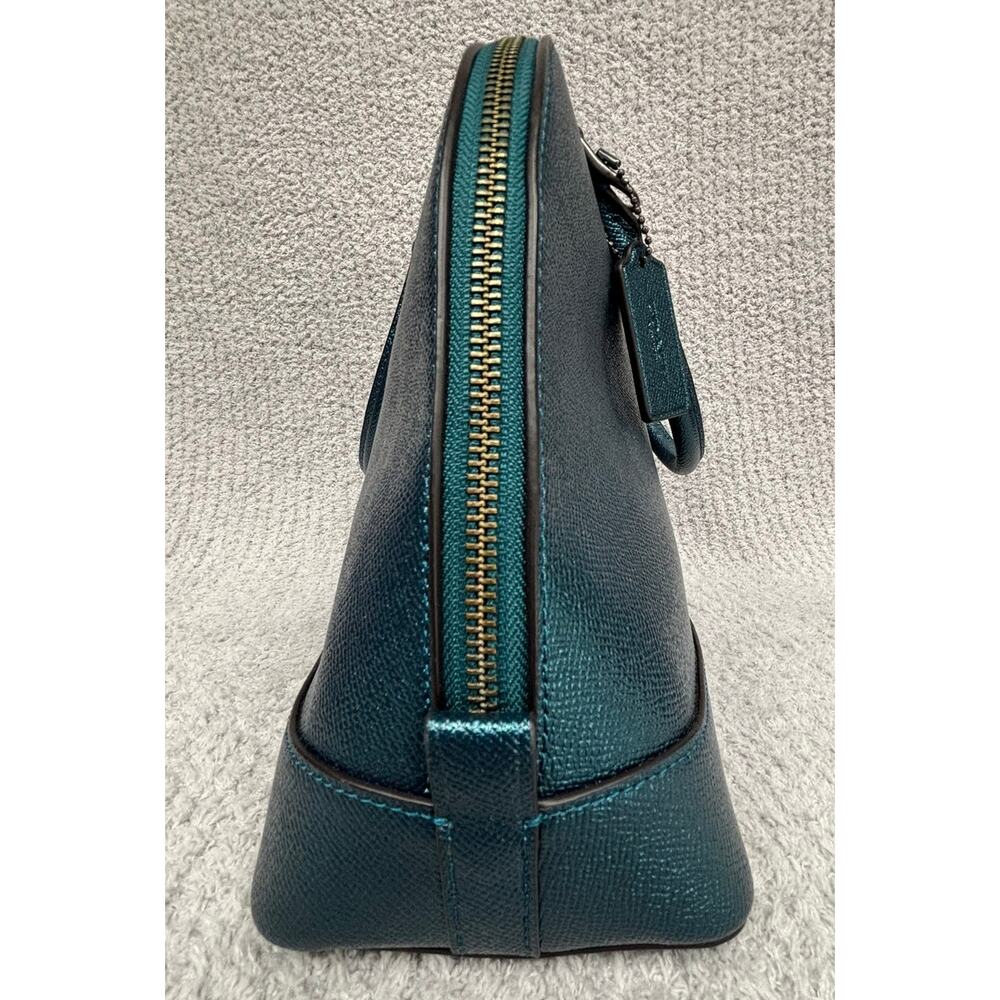 Coach Teal Blue Metallic Leather Dome Sierra Satchel Purse F22313 #76916 - Picture 4 of 10